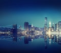 New York City Lights Scenic Bridge View Concept Royalty Free Stock Photo