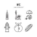 New York City. Line icons set. Vector