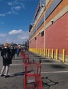 New York City Long Lines at Supermarket Trader Joe during Corona Virus Pandemic NYC Royalty Free Stock Photo