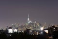 New York City, lower Manhattan, financial district at night, USA Royalty Free Stock Photo