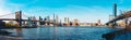 New York city Lower Manhattan skyline and Brooklyn bridge panorama Royalty Free Stock Photo