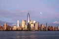 New York city lower Manhattan skyline at twilight Royalty Free Stock Photo