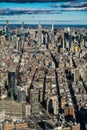 New York City, Manhattan - aerial view from south Manhattan to the north, to Midtown Manhattan