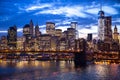 New York City Manhattan Brooklyn Bridge night Royalty Free Stock Photo