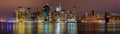 New York City manhattan buildings skyline night evening Royalty Free Stock Photo