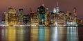New York City manhattan buildings skyline night evening Royalty Free Stock Photo