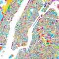 New York City Manhattan Colorful Map Royalty Free Stock Photo