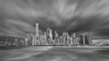 New York City Manhattan downtown skyline in evening with stormy sky Royalty Free Stock Photo