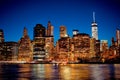 New York City Manhattan downtown skyline at night Royalty Free Stock Photo