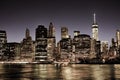 New York City Manhattan downtown skyline at night Royalty Free Stock Photo