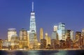 New York City Manhattan downtown skyline with skyscrapers, including the One World Trade Center Royalty Free Stock Photo