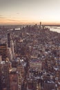 New York City - Manhattan downtown skyline skyscrapers at night and twilight. USA. Royalty Free Stock Photo