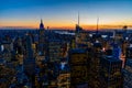 New York City - Manhattan downtown skyline skyscrapers at night and twilight. USA. Royalty Free Stock Photo