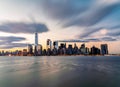 New York City. Manhattan downtown skyline skyscrapers at sunset. Royalty Free Stock Photo