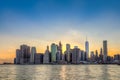 New York City Manhattan downtown skyline at sunset Royalty Free Stock Photo