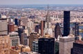 New York City Manhattan midtown aerial panorama view with skyscrapers and blue sky in the day Royalty Free Stock Photo