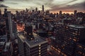 New York City Manhattan Midtown aerial view to skyscrapers at twilight time Royalty Free Stock Photo