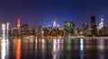 New York City Manhattan midtown buildings skyline night Royalty Free Stock Photo