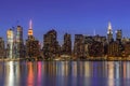 New York City Manhattan midtown buildings skyline night Royalty Free Stock Photo