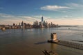 New York city Manhattan skyline from New Jersey. Manhattan over the Hudson river. NYC cityscape, aerial view. Manhattan Royalty Free Stock Photo