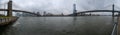 New York City Manhattan skyline panorama with Brooklyn Bridge and Manhattan Bridge Royalty Free Stock Photo