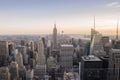 New York City Manhattan skyline at sunset, view from Top of the Rock, Rockfeller Center, United States Royalty Free Stock Photo