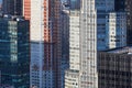 New York City Manhattan skyscrapers aerial view under construction