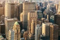 New York City Manhattan street aerial view with skyscrapers, pedestrian and busy traffic. View from Empire State Building