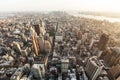 New York City Manhattan street aerial view with skyscrapers, pedestrian and busy traffic. View from Empire State Building Royalty Free Stock Photo