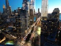 New York City Manhattan at sunrise. New York at Night. NYC Night aerial view of New York. NYC New York skyline with WTC Royalty Free Stock Photo