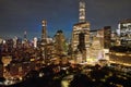 New York City Manhattan at sunrise. New York at Night. NYC Night aerial view of New York. NYC New York skyline with WTC Royalty Free Stock Photo