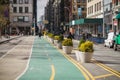 New York City Manhattan Union Square street with bicycle lanes at daytime. Royalty Free Stock Photo