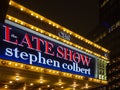 New york city manhattan, new york, USA 12/26/19 the late show with Stephen Colbert marqueewith lighted sign and lights Royalty Free Stock Photo