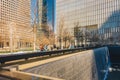 NEW YORK CITY - March 20, 2017: Memorial at World Trade Center Ground Zero. Waterfall Footprint of WTC. The memorial was dedicated