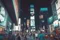 New York City May 1st 2022 - Times Square, featured with Broadway Theaters and animated LED signs, is a symbol of New Royalty Free Stock Photo