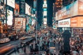 New York City May 1st 2022 - Times Square, featured with Broadway Theaters and animated LED signs, is a symbol of New Royalty Free Stock Photo