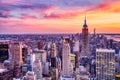 New York City Midtown with Empire State Building at Amazing Sunset Royalty Free Stock Photo