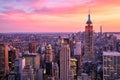 New York City Midtown with Empire State Building at Amazing Sunset Royalty Free Stock Photo