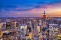 New York City Midtown with Empire State Building at Dusk from Helicopter