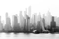 New York City midtown Manhattan skyline panorama view from Boulevard East Old Glory Park over Hudson River. Royalty Free Stock Photo