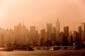 New York City midtown Manhattan skyline panorama view from Boulevard East Old Glory Park over Hudson River. Royalty Free Stock Photo