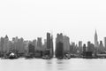 New York City midtown Manhattan skyline panorama view from Boulevard East Old Glory Park over Hudson River. Royalty Free Stock Photo