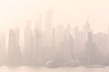 New York City midtown Manhattan skyline panorama view from Boulevard East Old Glory Park over Hudson River. Royalty Free Stock Photo