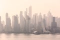 New York City midtown Manhattan skyline panorama view from Boulevard East Old Glory Park over Hudson River. Royalty Free Stock Photo