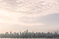 New York City midtown Manhattan skyline panorama view from Boulevard East Old Glory Park over Hudson River. Royalty Free Stock Photo