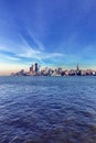 New York City midtown Manhattan sunset skyline panorama view over Hudson River Royalty Free Stock Photo