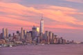 New York City midtown Manhattan sunset skyline panorama view over Hudson River Royalty Free Stock Photo
