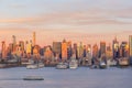 New York City midtown Manhattan sunset skyline panorama view over Hudson River Royalty Free Stock Photo