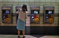 New York City MTA Subway Metro Card Vending Machine People Buying Metrocard Fare Ticket