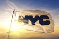 New York City of New York of United States flag waving on the top Royalty Free Stock Photo